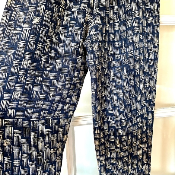 Moda Seta Silk Linen Blend Navy Gold Basket Weave Pants Size 6 - Picture 8 of 10